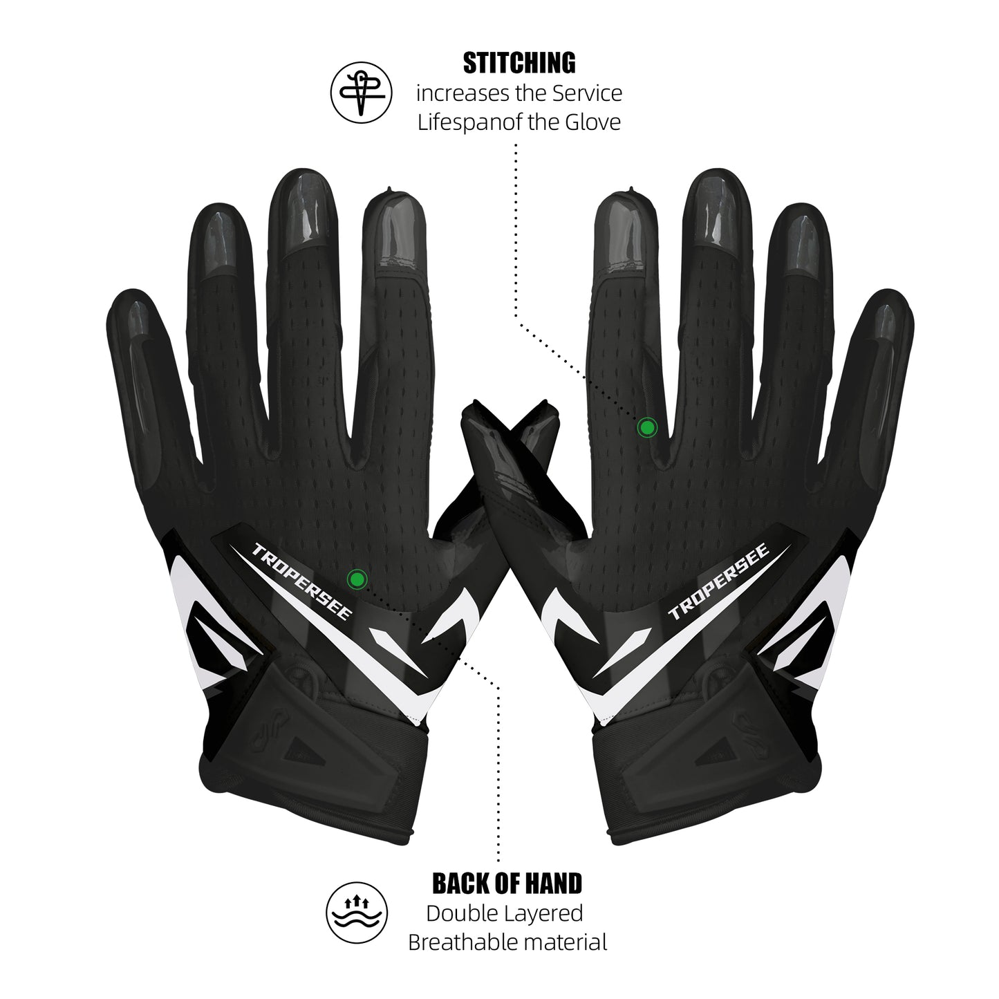 TROPERSEE FRZ 1.0 FOOTBALL GLOVES BLACK